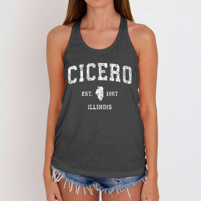 Cicero Illinois Il Vintage Athletic Sports Design Women's Knotted Racerback Tank