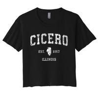 Cicero Illinois Il Vintage Athletic Sports Design Women's Crop Top Tee