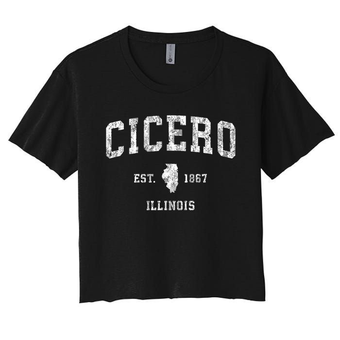 Cicero Illinois Il Vintage Athletic Sports Design Women's Crop Top Tee