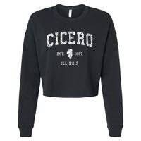 Cicero Illinois Il Vintage Athletic Sports Design Cropped Pullover Crew