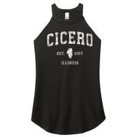 Cicero Illinois Il Vintage Athletic Sports Design Women's Perfect Tri Rocker Tank