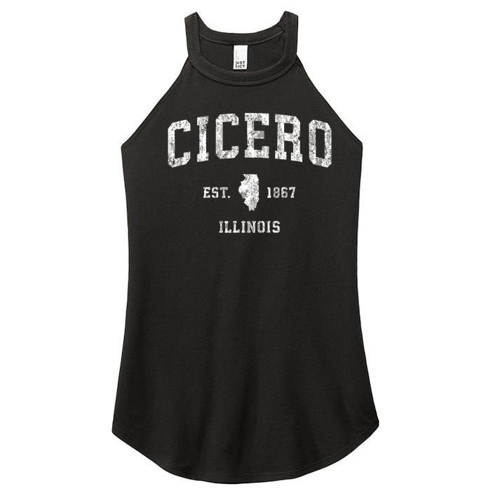 Cicero Illinois Il Vintage Athletic Sports Design Women's Perfect Tri Rocker Tank