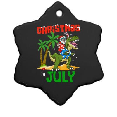 Christmas In July Santa Dinosaur Rex Dino Ceramic Star Ornament