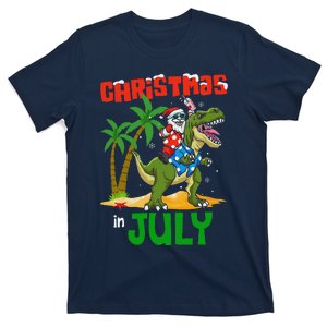 Christmas In July Santa Dinosaur Rex Dino T-Shirt