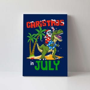 Christmas In July Santa Dinosaur Rex Dino Canvas