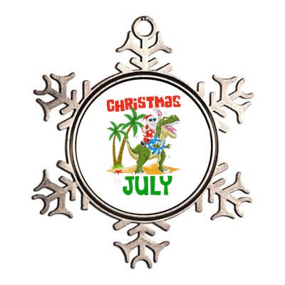 Christmas In July Santa Dinosaur Rex Dino Metallic Star Ornament