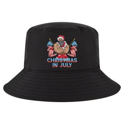 Christmas In July Patriotic Santa Claus American Usa Flag Cool Comfort Performance Bucket Hat