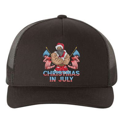 Christmas In July Patriotic Santa Claus American Usa Flag Yupoong Adult 5-Panel Trucker Hat