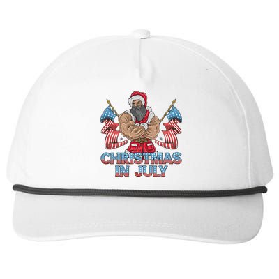 Christmas In July Patriotic Santa Claus American Usa Flag Snapback Five-Panel Rope Hat