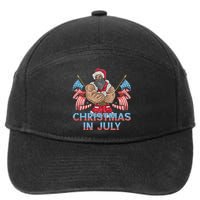 Christmas In July Patriotic Santa Claus American Usa Flag 7-Panel Snapback Hat