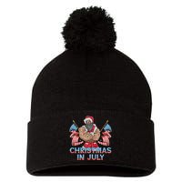 Christmas In July Patriotic Santa Claus American Usa Flag Pom Pom 12in Knit Beanie