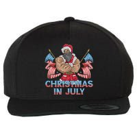 Christmas In July Patriotic Santa Claus American Usa Flag Wool Snapback Cap