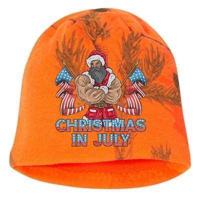 Christmas In July Patriotic Santa Claus American Usa Flag Kati - Camo Knit Beanie