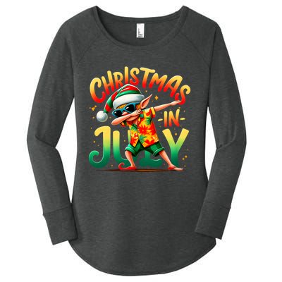 Christmas In July Elf Funny Dabbing Elf Christmas Tree Women's Perfect Tri Tunic Long Sleeve Shirt