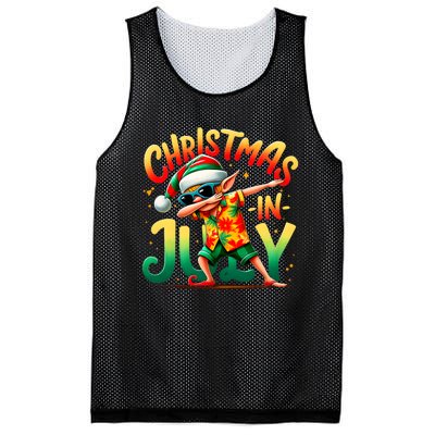 Christmas In July Elf Funny Dabbing Elf Christmas Tree Mesh Reversible Basketball Jersey Tank