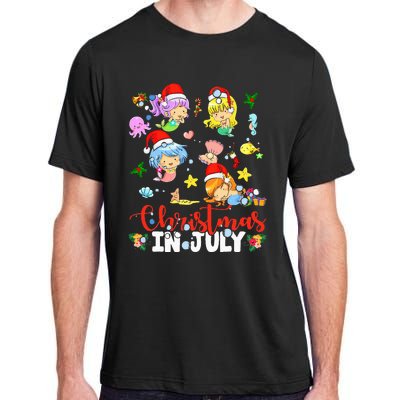 Christmas In July Santa Mermaid Lover Summer Beach Vacation Adult ChromaSoft Performance T-Shirt