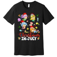 Christmas In July Santa Mermaid Lover Summer Beach Vacation Premium T-Shirt