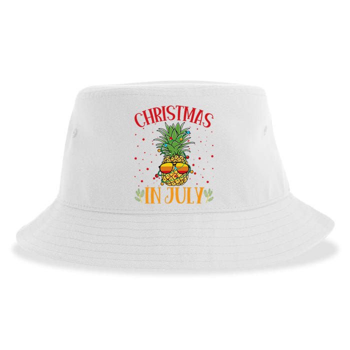 Christmas In July Pineapple Summer Holiday Sustainable Bucket Hat