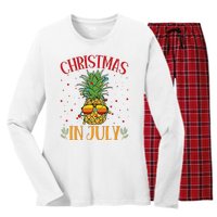 Christmas In July Pineapple Summer Holiday Women's Long Sleeve Flannel Pajama Set 