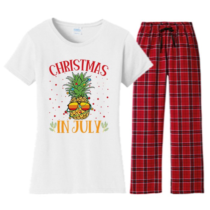 Christmas In July Pineapple Summer Holiday Women's Flannel Pajama Set