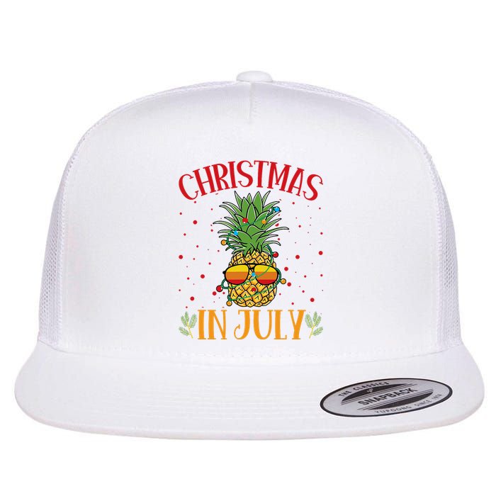 Christmas In July Pineapple Summer Holiday Flat Bill Trucker Hat