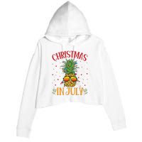 Christmas In July Pineapple Summer Holiday Crop Fleece Hoodie