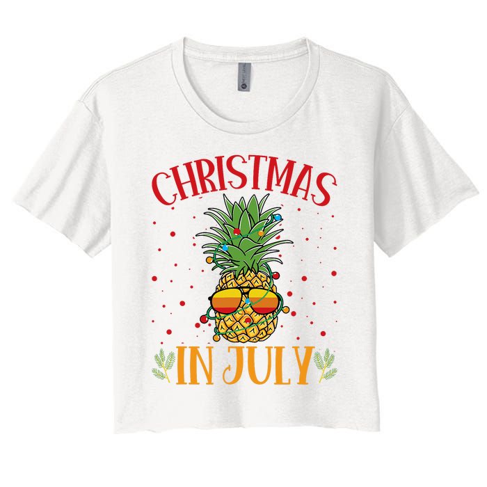 Christmas In July Pineapple Summer Holiday Women's Crop Top Tee