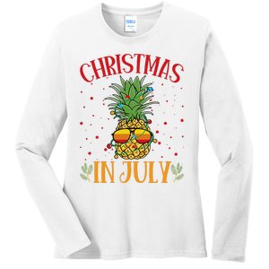 Christmas In July Pineapple Summer Holiday Ladies Long Sleeve Shirt