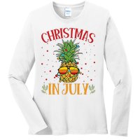 Christmas In July Pineapple Summer Holiday Ladies Long Sleeve Shirt