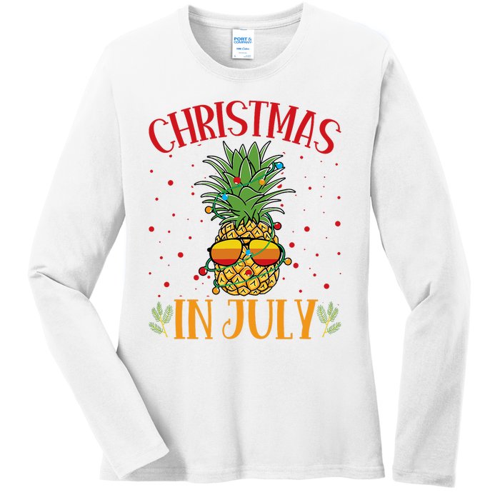 Christmas In July Pineapple Summer Holiday Ladies Long Sleeve Shirt