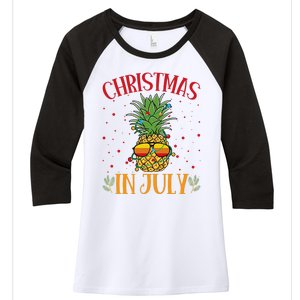 Christmas In July Pineapple Summer Holiday Women's Tri-Blend 3/4-Sleeve Raglan Shirt