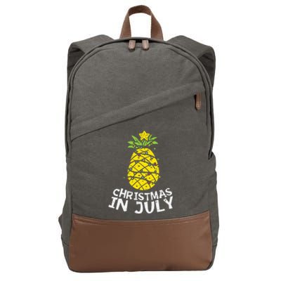 Christmas In July Pineapple Xmas Tree Summer Cotton Canvas Backpack