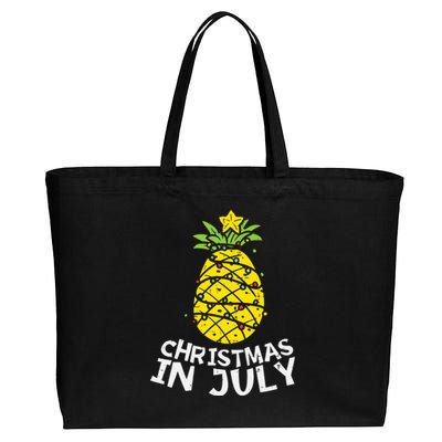 Christmas In July Pineapple Xmas Tree Summer Cotton Canvas Jumbo Tote