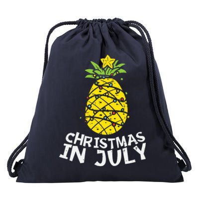 Christmas In July Pineapple Xmas Tree Summer Drawstring Bag