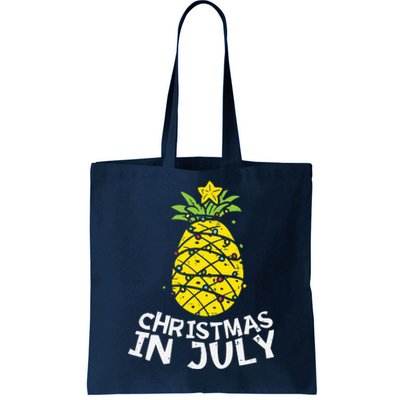 Christmas In July Pineapple Xmas Tree Summer Tote Bag