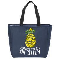 Christmas In July Pineapple Xmas Tree Summer Zip Tote Bag