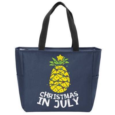 Christmas In July Pineapple Xmas Tree Summer Zip Tote Bag