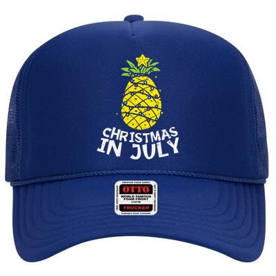 Christmas In July Pineapple Xmas Tree Summer High Crown Mesh Back Trucker Hat