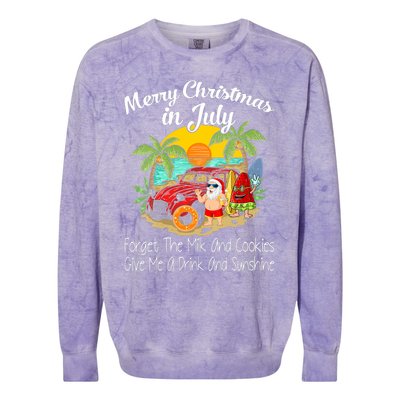 Christmas In July Pool Party Santa Vacation Colorblast Crewneck Sweatshirt