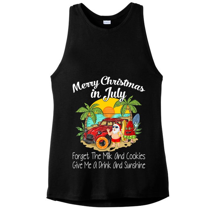 Christmas In July Pool Party Santa Vacation Ladies PosiCharge Tri-Blend Wicking Tank