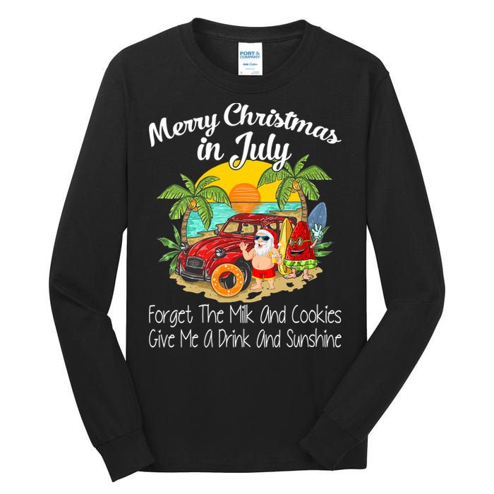 Christmas In July Pool Party Santa Vacation Tall Long Sleeve T-Shirt