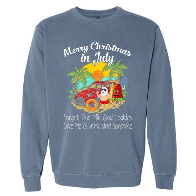 Christmas In July Pool Party Santa Vacation Garment-Dyed Sweatshirt