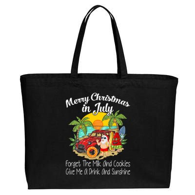 Christmas In July Pool Party Santa Vacation Cotton Canvas Jumbo Tote