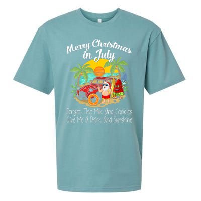 Christmas In July Pool Party Santa Vacation Sueded Cloud Jersey T-Shirt