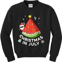 Christmas In July Watermelon Santa Summer Tree Kids Sweatshirt