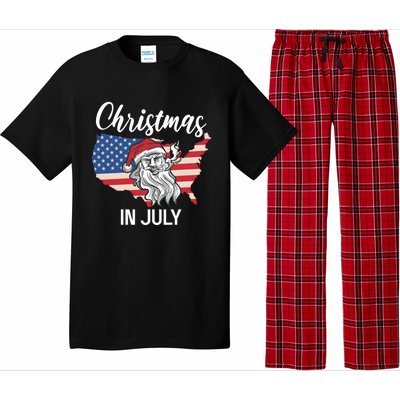 Christmas In July Santa 4th Of July American Flag Patriotici Gift Pajama Set