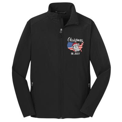 Christmas In July Santa 4th Of July American Flag Patriotici Gift Core Soft Shell Jacket