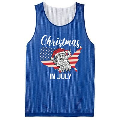 Christmas In July Santa 4th Of July American Flag Patriotici Gift Mesh Reversible Basketball Jersey Tank