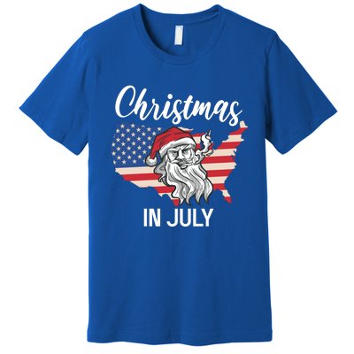 Christmas In July Santa 4th Of July American Flag Patriotici Gift Premium T-Shirt