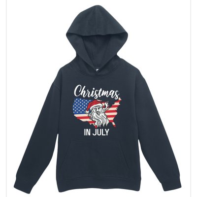 Christmas In July Santa 4th Of July American Flag Patriotici Gift Urban Pullover Hoodie